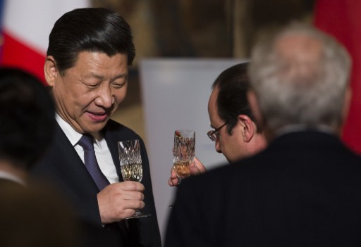 Le président chinois Xi Jinping et François Hollande à l'Élysée le mercredi 26 mars 2014.