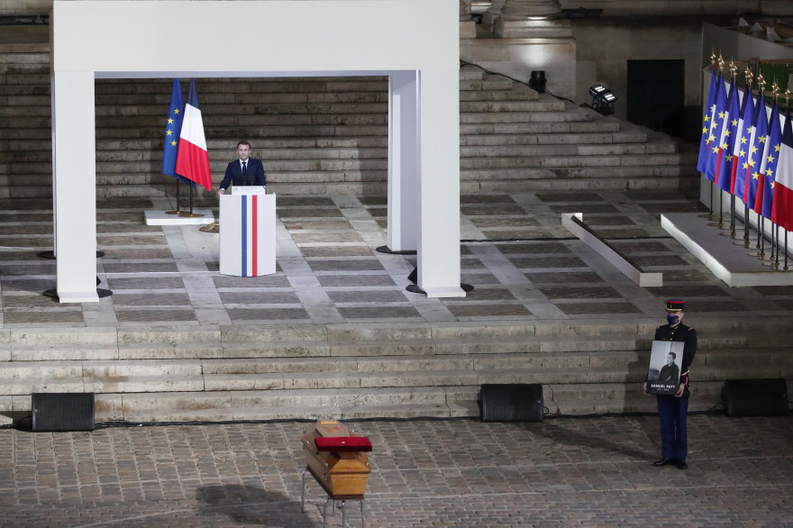 Emmanuel Macron lors de l'hommage national à Samuel Paty