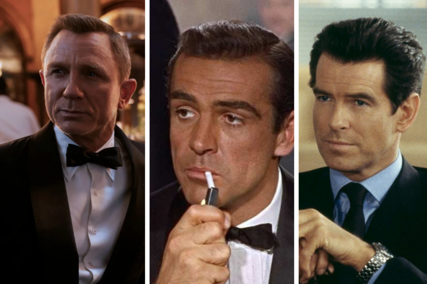Daniel Craig, Sean Connery et Pierce Brosnan dans le costume de James Bond