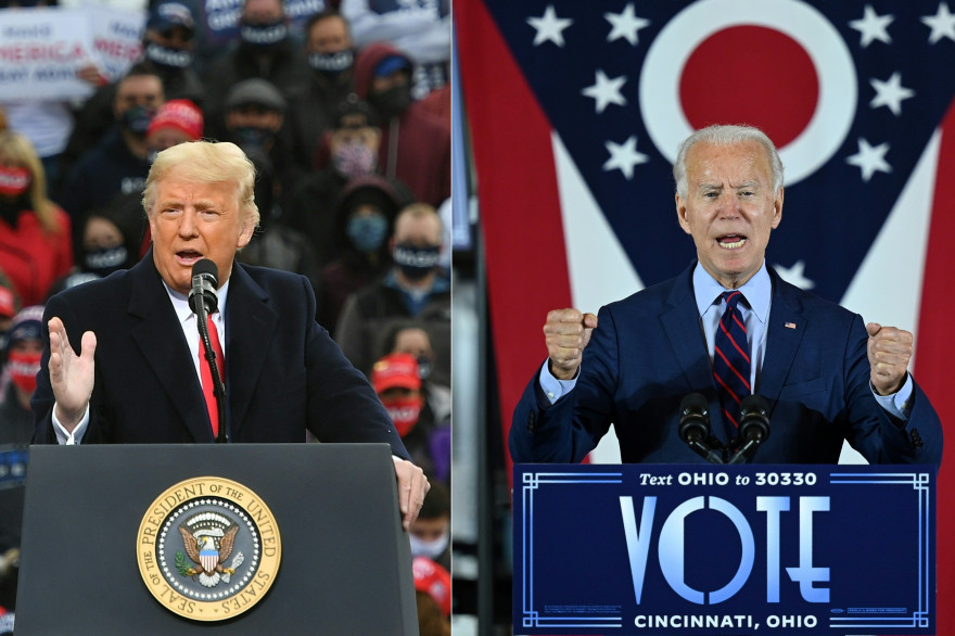 Donald Trump et Joe Biden devant leurs supporters (illustration)