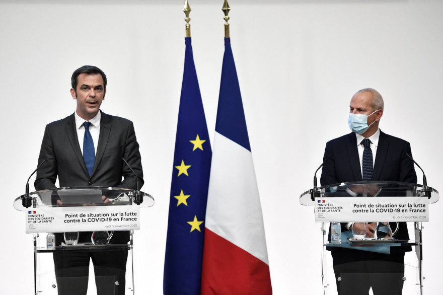 Olivier Véran et Jérôme Salomon, le 5 novembre 2020