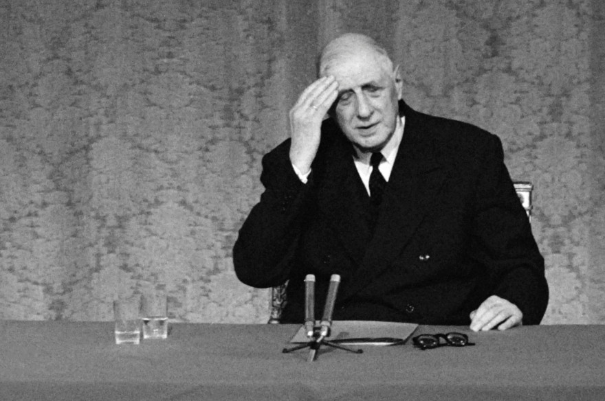 Le Général Charles de Gaulle, président de la République, le 8 septembre 1968 lors d'une conférence de presse à Paris