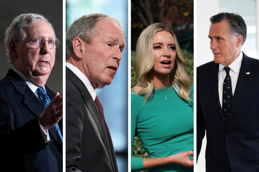 Mitch McConnell, George W. Bush, Kayleigh McEnany et Mitt Romney