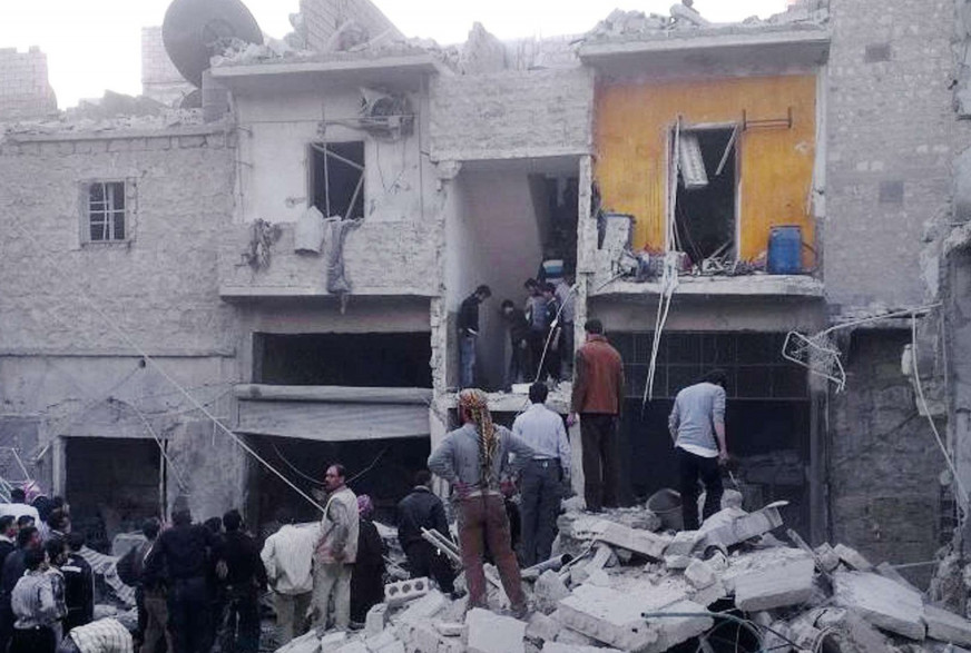 Un quartier d'Alep, au nord de la Syrie, après une attaque à l'arme chimique le 18 mars 2013.