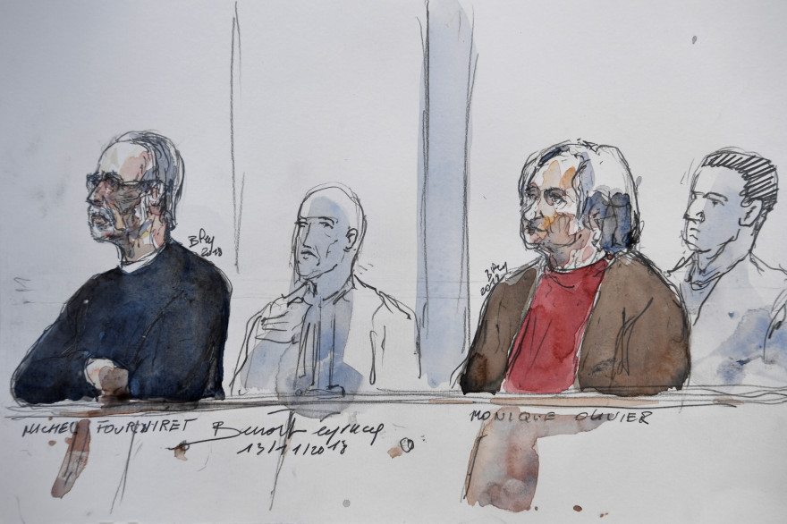 Michel Fourniret et son ex-épouse Monique Olivier lors du procès pour le meurtre de Farida Hamiche en novembre 2018 à Versailles