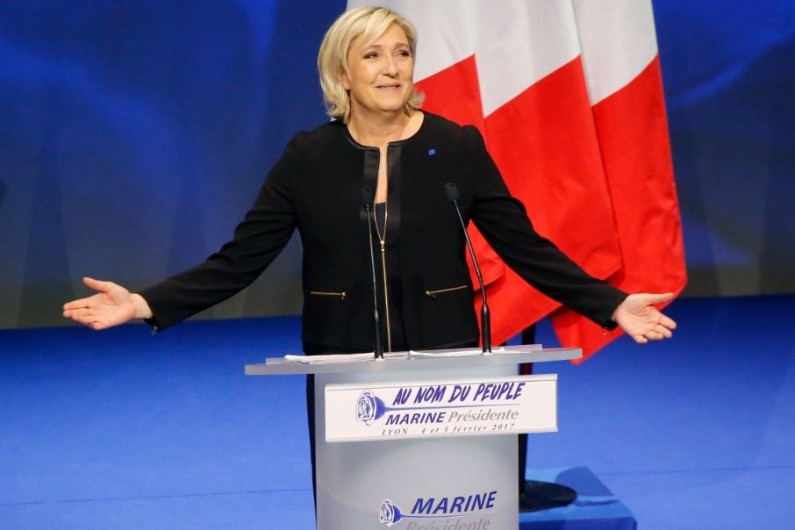 Marine Le Pen en meeting à Lyon le 5 févrrier 2017