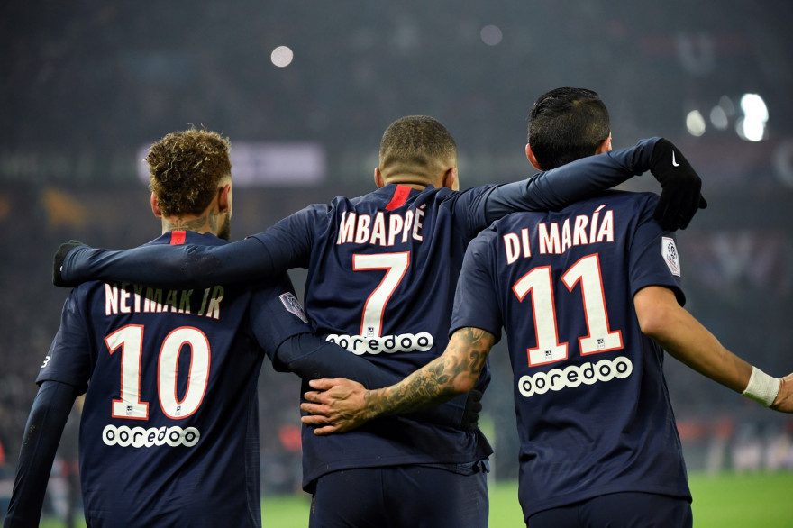 Neymar, Mbappé et Di Maria au Parc des Princes le 4 décembre 2019