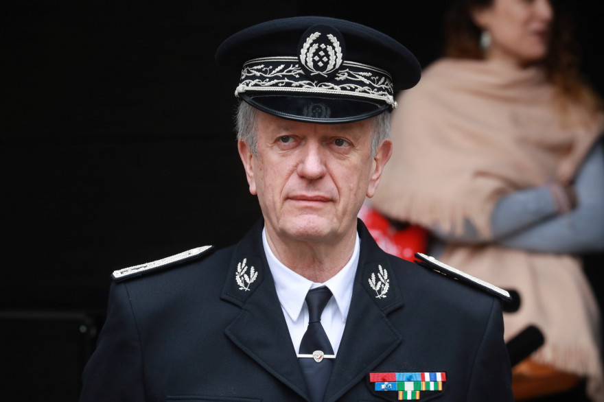 Le directeur général de la Police nationale, Frédéric Veaux, en visite dans les locaux de la police à Evry, le 9 juin 2020.