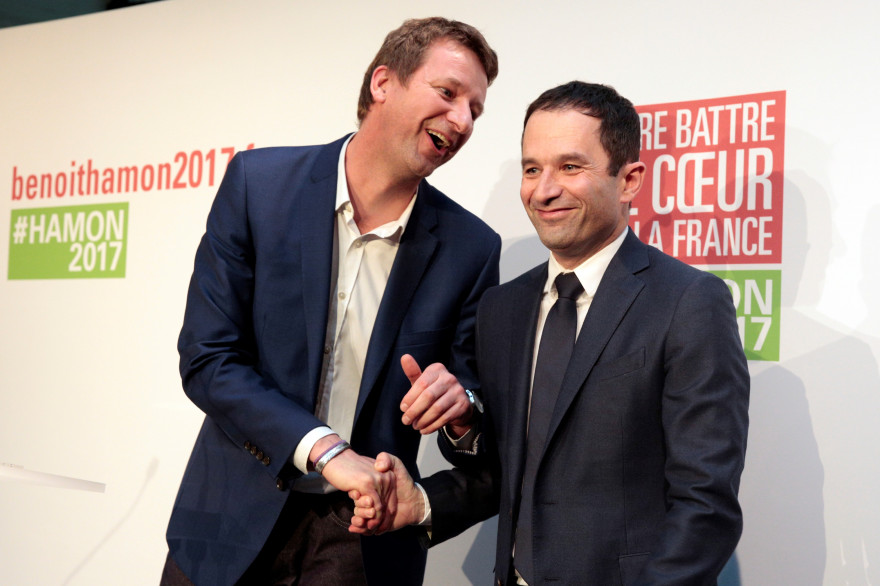 Yannick Jadot et Benoît Hamon, le 26 février 2017.