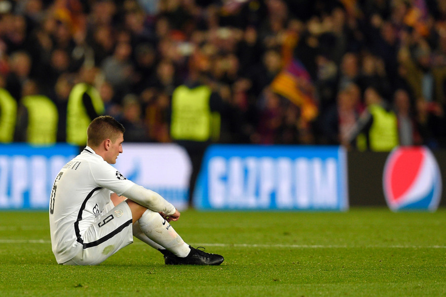 Marco Verratti après l'élimination du PSG en 8e de finale de la Ligue des Champions, le 8 mars au Camp Nou