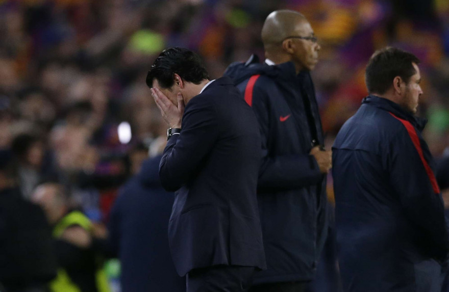 Unai Emery après le match retour de la Ligue des Champions entre le FC Barcelone et le PSG