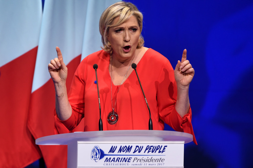 Marine Le Pen était en déplacement à Châteauroux samedi 11 mars 2017.
