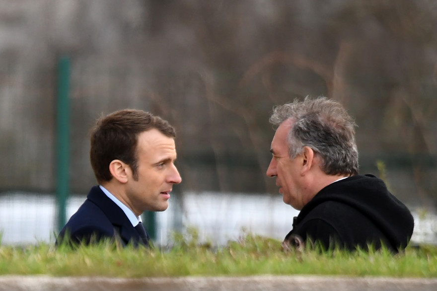Emmanuel Macron et François Bayrou, le 24 février 2017 à Orléans