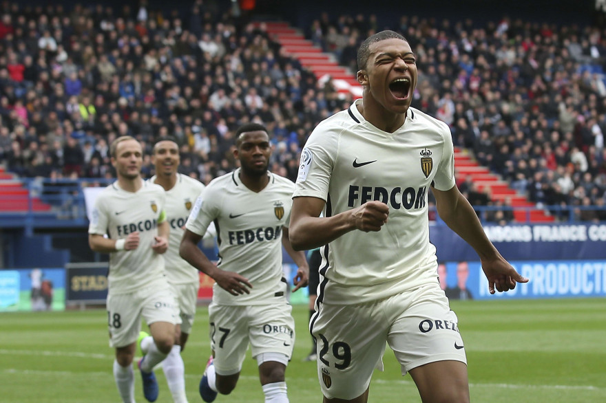 Kylian Mbappé dimanche 19 mars 2017 lors de la victoire de Monaco à Caen (0-3)
