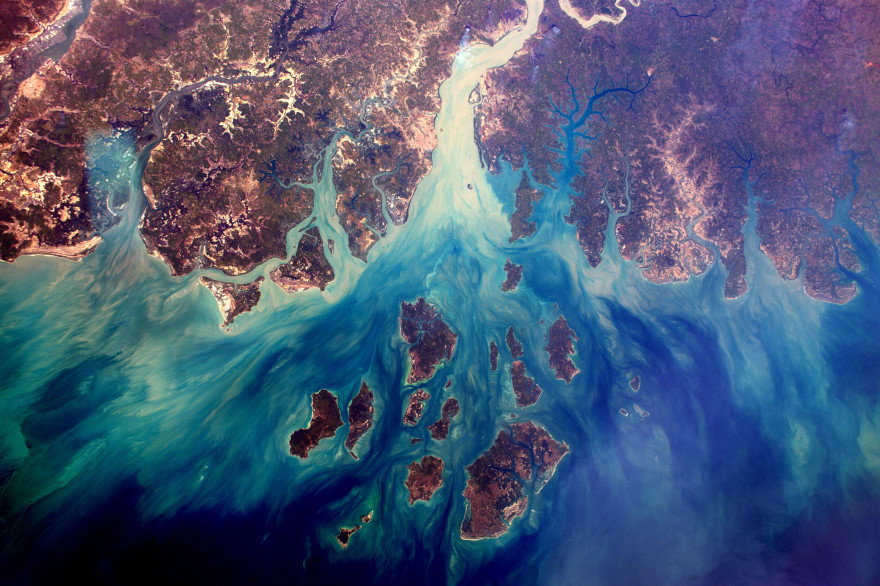 Le delta du Saloum immortalisé par Thomas Pesquet depuis l'ISS en avril 2017.