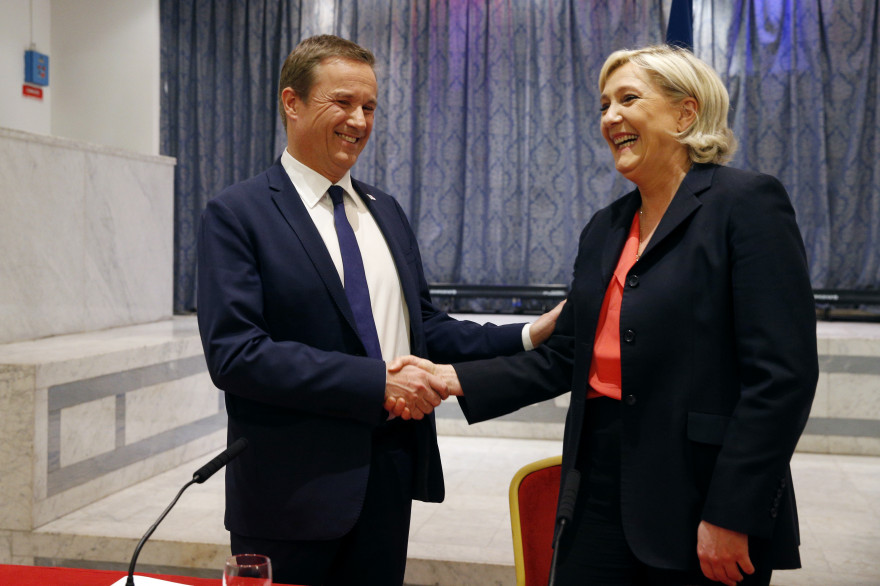 Nicolas Dupont-Aignan et Marine Le Pen, le 29 avril 2017