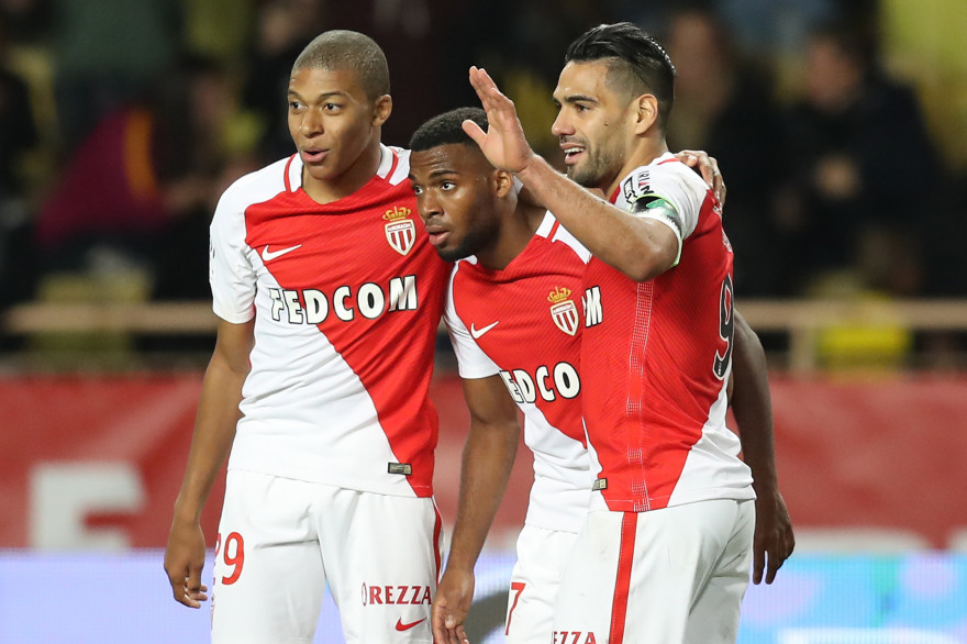 Kylian Mbappé, Thomas Lemar et Radamel Falcao en décembre 2016