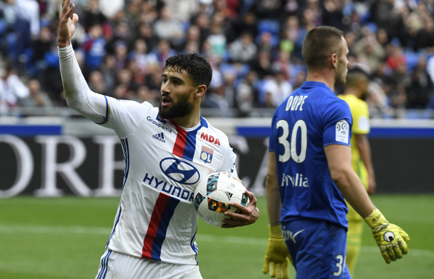 Nabil Fekir lors de Lyon-Nantes le 7 mai 2017