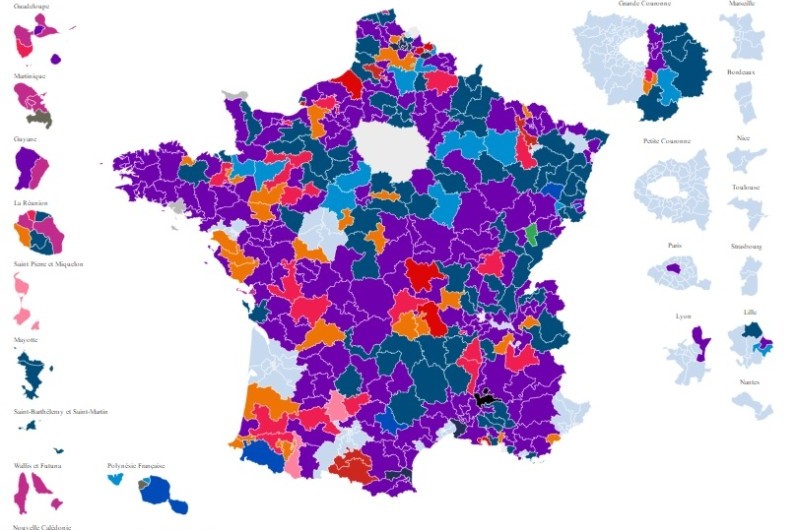 La carte des résultats aux législatives 2017
