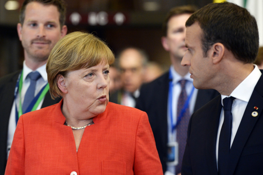 Angela Merkel et Emmanuel Macron à Bruxelles le 23 juin 2017.