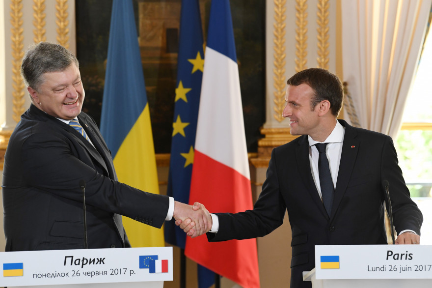 Emmanuel Macron et son homologue ukrainien, Petro Porochenko, lundi 26 juin 2017 à l'Élysée.