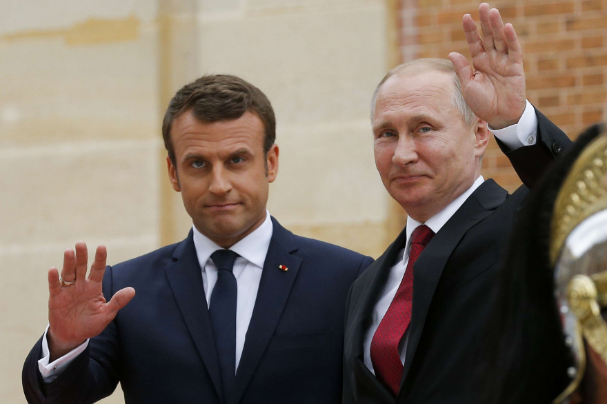 Emmanuel Macron et Vladimir Poutine à Versailles, le 29 mai 2017