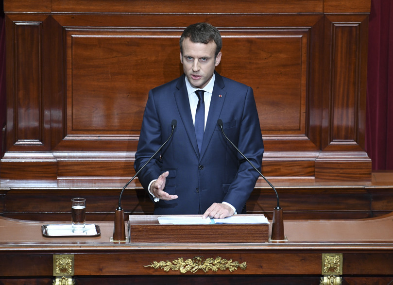 Emmanuel Macron face au parlement réuni en Congrès à Versailles lundi 3 juillet 2017