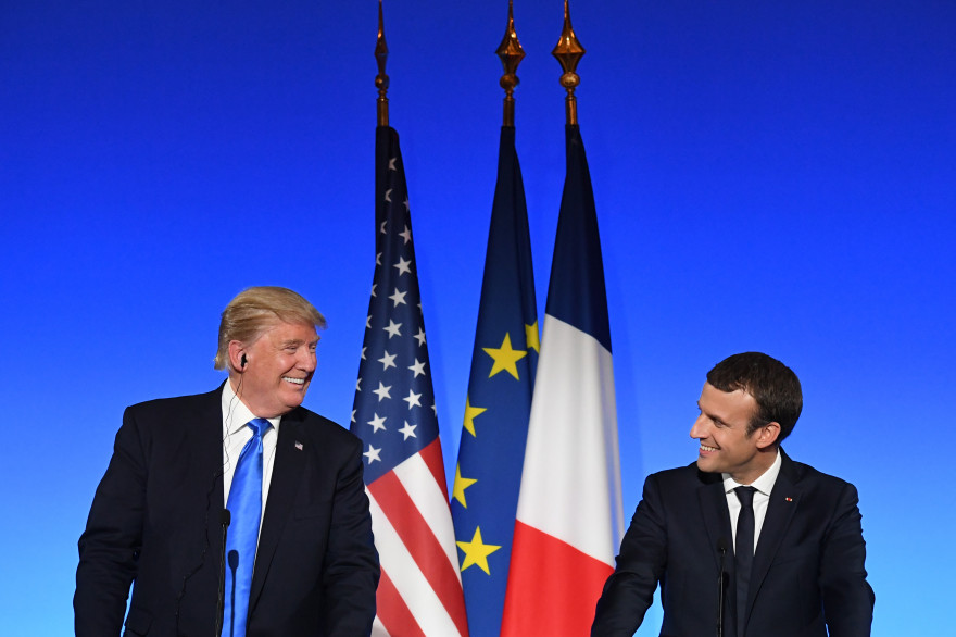Donald Trump et Emmanuel Macron lors de la conférence de presse, le 13 juillet 2017