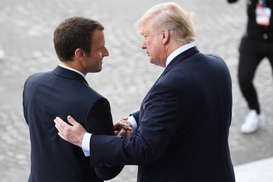 Emmanuel Macron et Donald Trump lors du défilé militaire du 14 juillet aux Champs-Élysées.