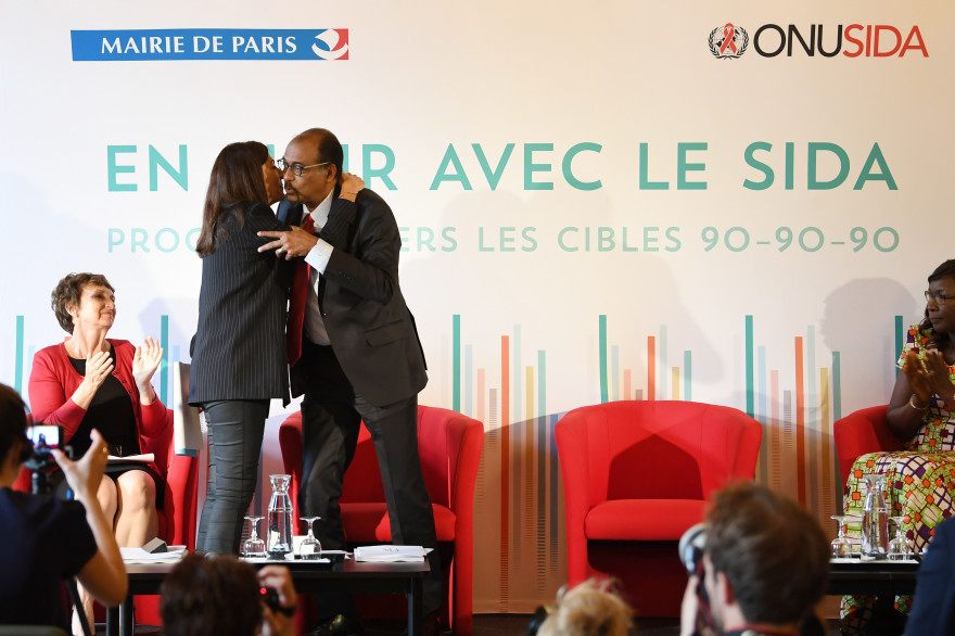 Anne Hidalgo à la conférence internationale de recherche sur le sida le 20 juillet 2017 à Paris.