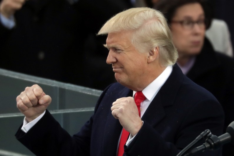 Donald Trump lors de son discours d'investiture, le 20 janvier à Washington