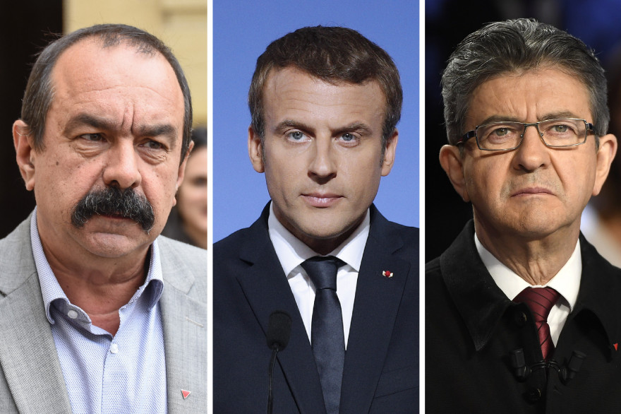 Philippe Martinez, Emmanuel Macron et Jean-Luc Mélenchon