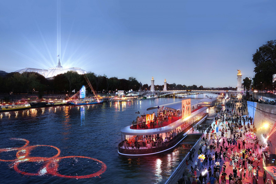 Image de synthèse de la Seine durant les JO 2024 à Paris