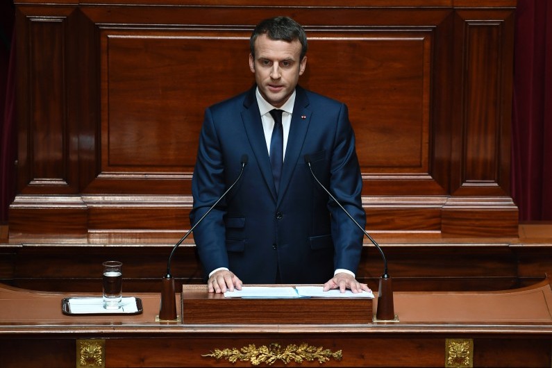 Emmanuel Macron devant le Congrès réuni à Versailles, le 3 juillet 2017