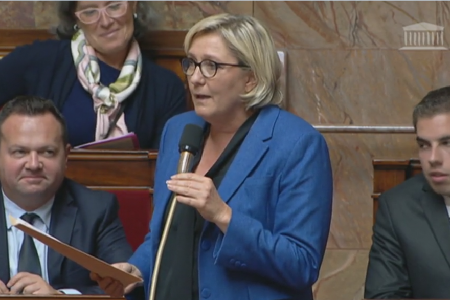 Marine Le Pen à l'Assemblée nationale le 25 septembre 2017