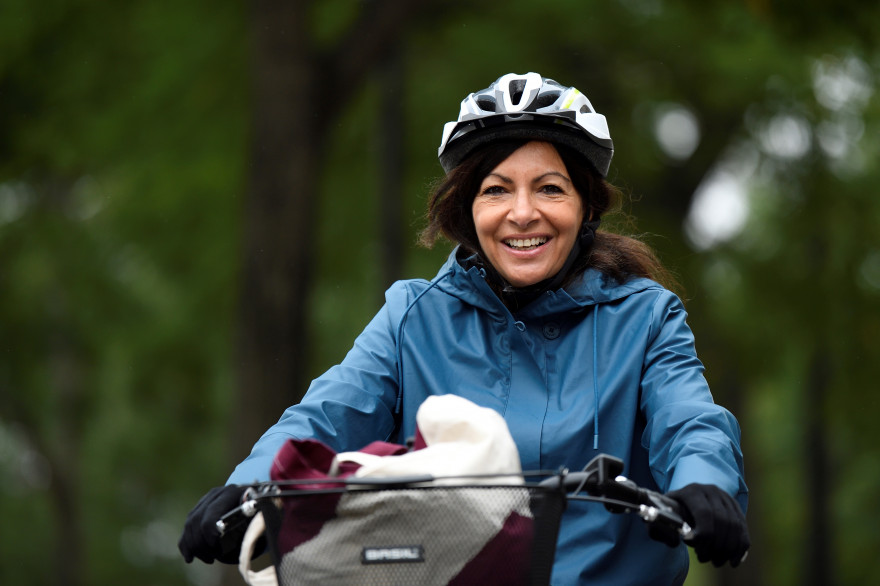 Anne Hidalgo, à vélo, le 1er octobre 2017 à Paris