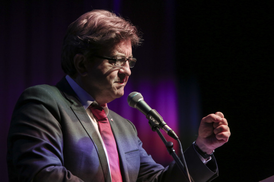 Jean-Luc Mélenchon lors d'un discours à Athènes, le 27 octobre 2017
