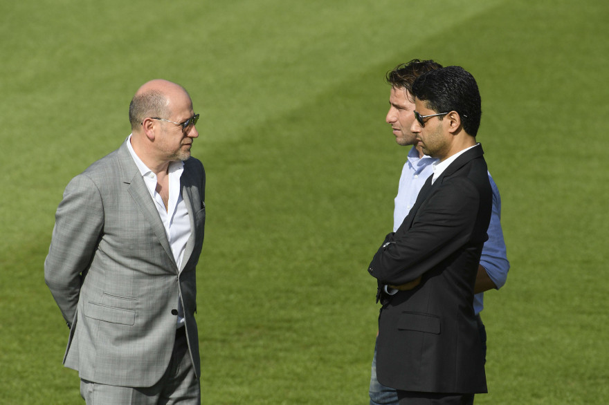 Antero Henrique, Maxwell et Nasser Al-Khelaïfi, le 4 juillet 2017