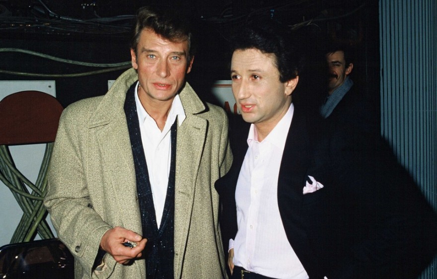 Johnny Hallyday et Michel Drucker dans l'émission "Champs Elysées"