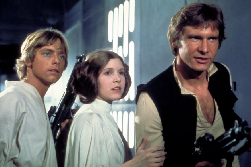 Luke, Leia Skywalker et Han Solo dans "La Guerre des Étoiles"