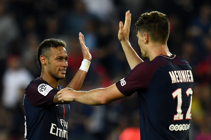 Neymar et Thomas Meunier en août 2017 avec le PSG
