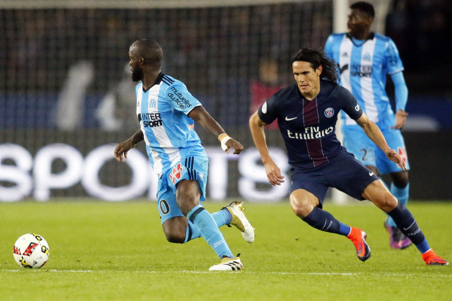 Lassana Diarra et Edinson Cavani lors de PSG-OM, le 23 octobre 2016 (0-0)