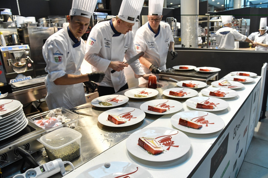 L'équipe de France lors de la coupe du monde de la glace à Rimini (Italie), le 20 janvier 2018