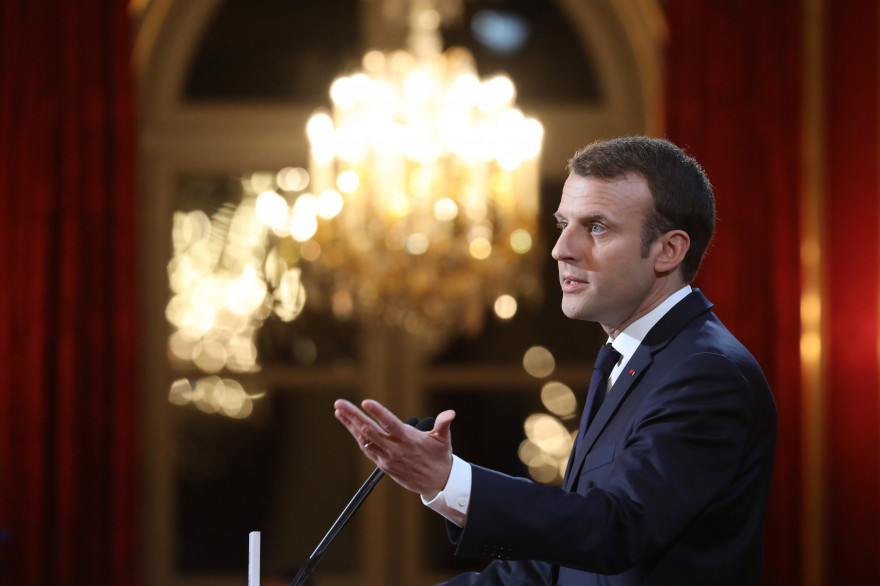 Emmanuel Macron lors de ses vœux à la presse en 2018