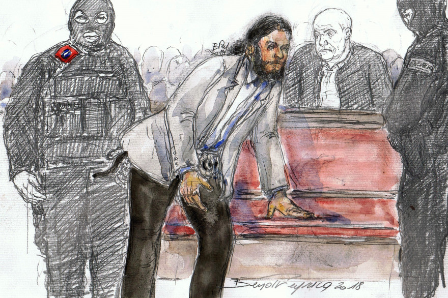 Salah Abdeslam lundi 5 février 2018 à Bruxelles pour l'ouverture de son procès et celui de Sofien Ayari