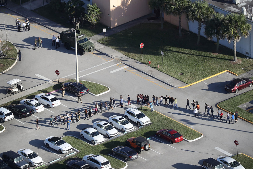 Le lycée Marjory Stoneman Douglas High School de Parkland, en Floride, théâtre d'une fusillade mortelle le 14 février 2018