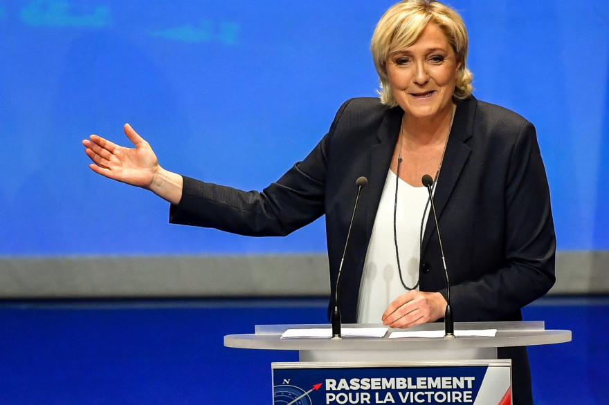 Marine Le Pen lors du congrès du Front national, le 11 mars 2018