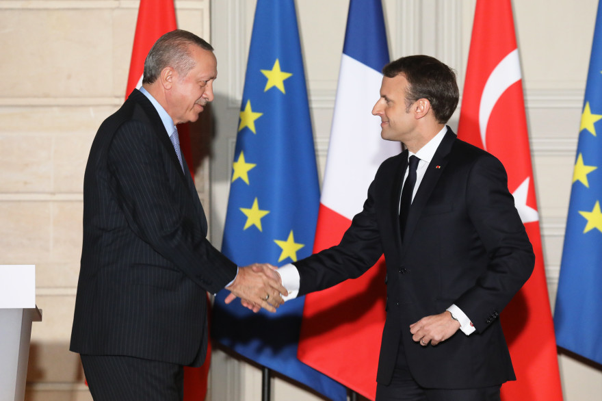 Emmanuel Macron et le président turc Recep Tayyip Erdogan à l'Élysée le 5 janvier 2018 (Illustration).