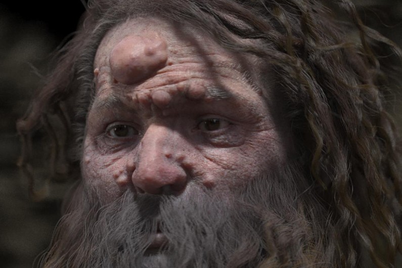 Une reproduction du visage d'un homme de Cro-Magnon