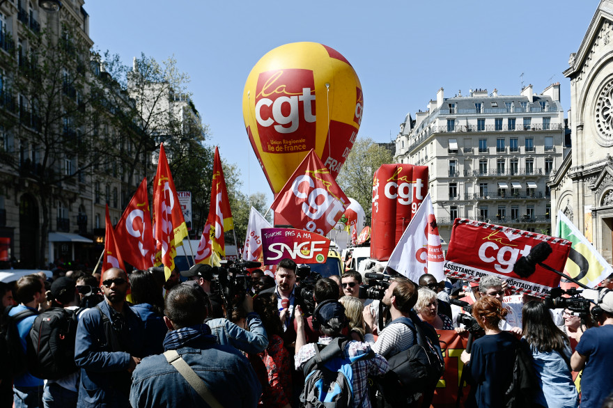 Une manifestation de la Fédération CGT de cheminots, le 19 avril 2018 à Paris